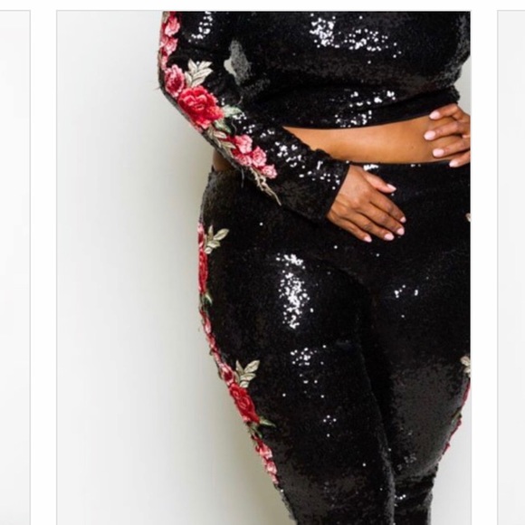 Miss Diva Plus Size Sequin Pants Set - Picture 3 of 4